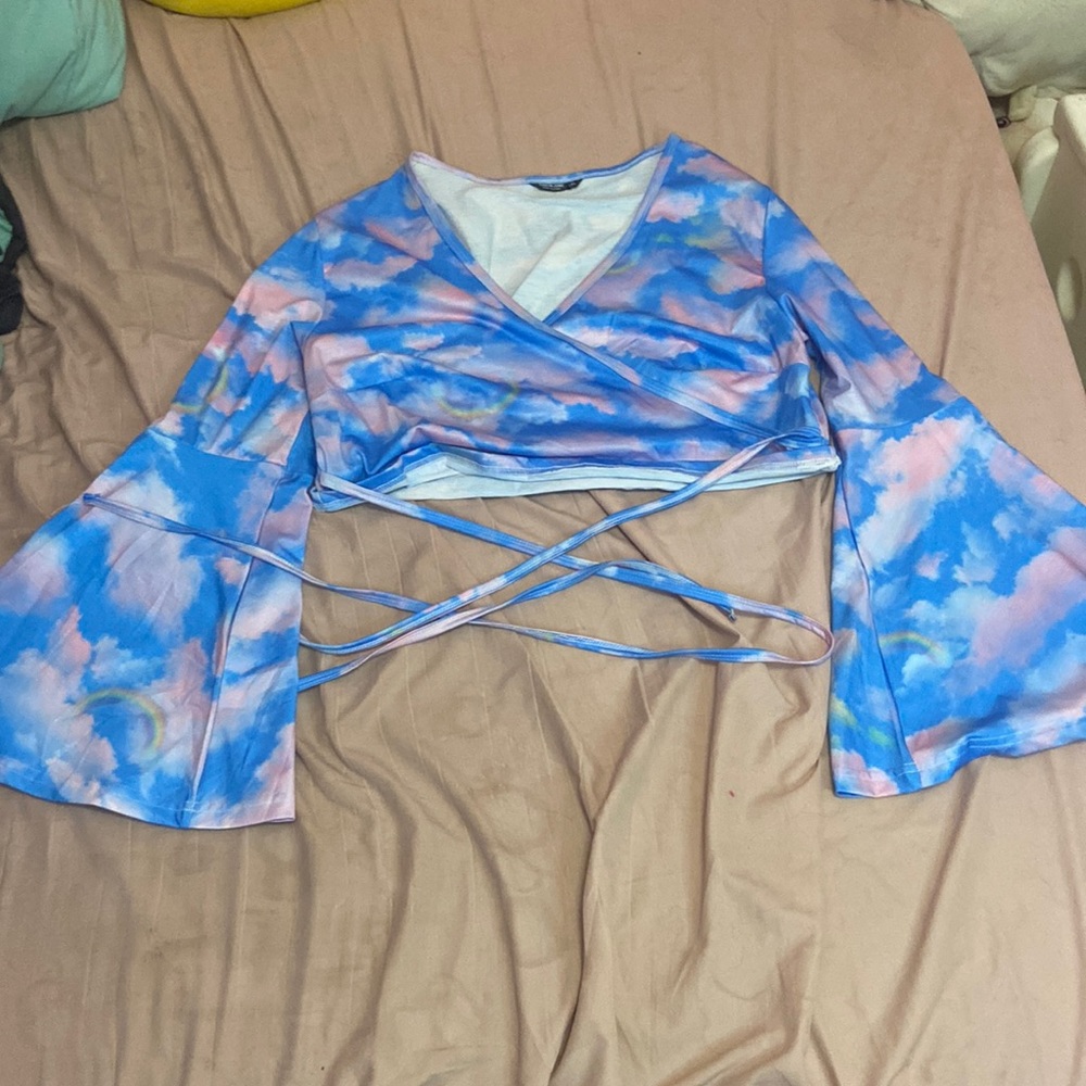 Kawaii shein tie dye wrap crop top 1xl